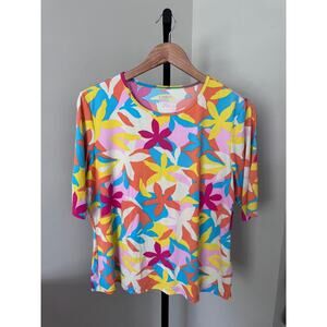 Lands End Performance Colorful‎ Quarter Length Sleeve Blouse
